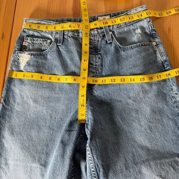 Adriano Goldschmied Knoxx High Rise Baggy Boyfriend Distressed 100% Cotton 28R - Picture 10 of 13